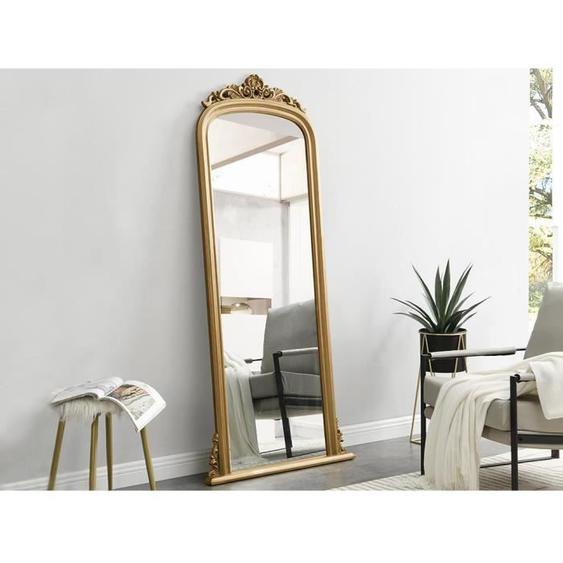 Grand miroir - VENTE-UNIQUE - MERRY - Bois deucalyptus - Doré
