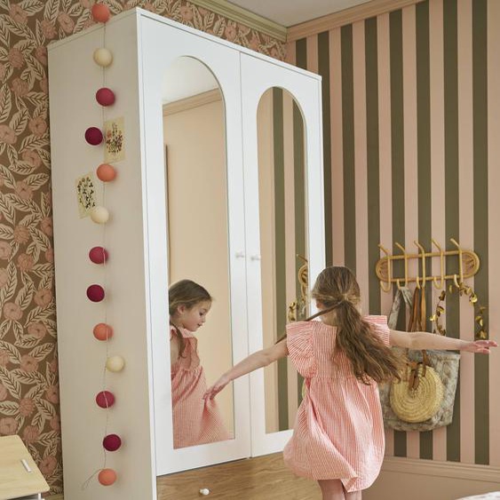 Grande armoire 2 portes avec miroir + grand bac de rangement - ROMA blanc