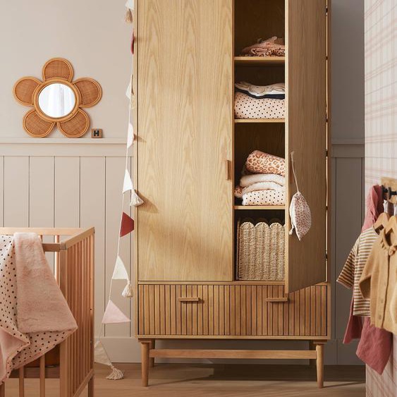 Grande armoire 2 portes + tiroir ligne COPENHAGUE bois