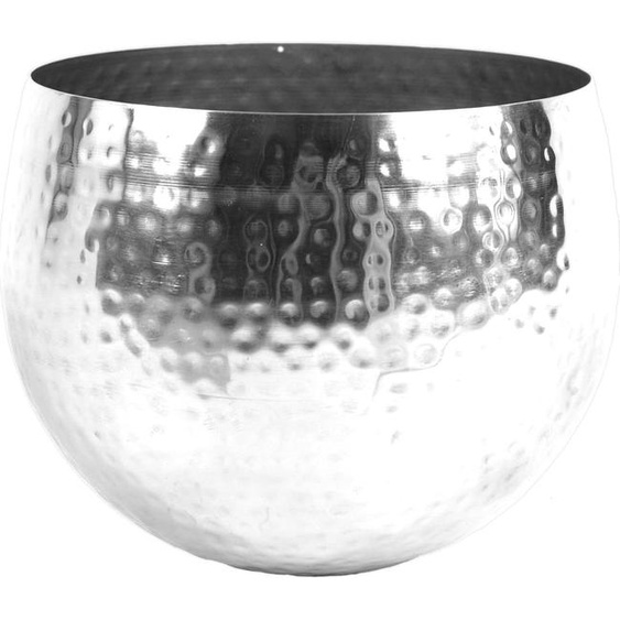 Grande boîte à plantes métallique 22 x 18cm martelée argentée avec bord droit - 7303