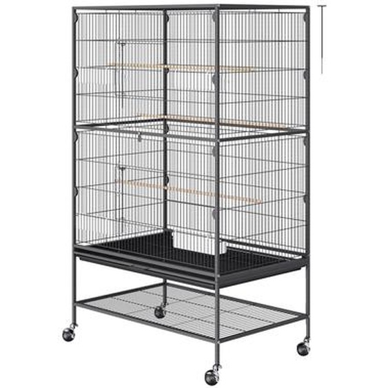 Grande cage à oiseaux, hauteur 52 avec support à roulettes, dimensions 31,1 x 20,1, 79x51x132 cm - 79x51x132 cm