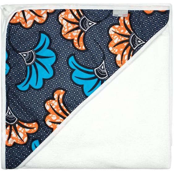 Grande Cape De Bain En Coton Et Bambou Wax Fleurs De Mariage Bleu