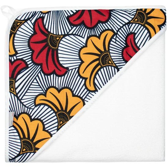 Grande Cape De Bain En Coton Et Bambou Wax Fleurs De Mariage Rouge