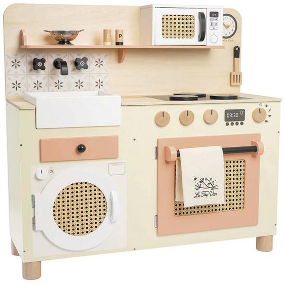 Grande Cuisine En Bois Et Rotin Beige