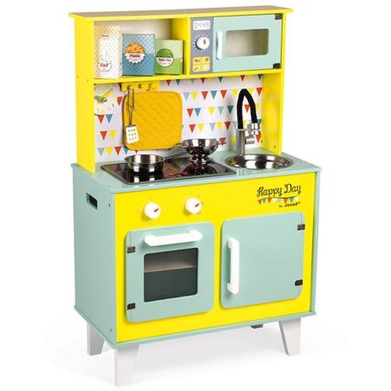 Grande Cuisine En Bois Happy Days Bleu / Jaune