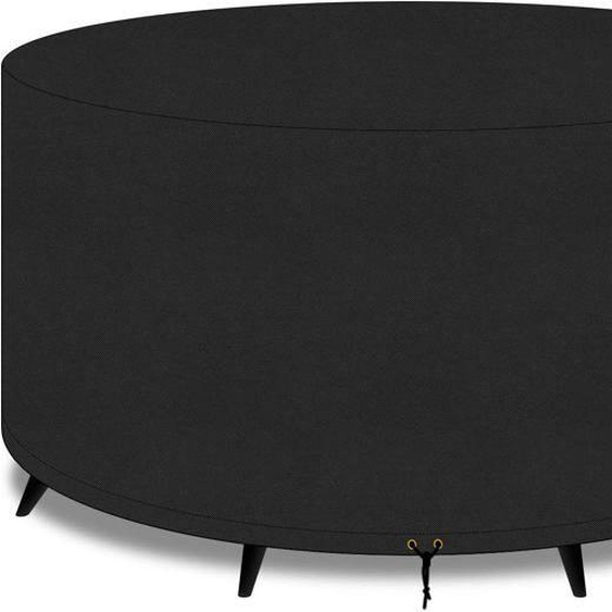 Grande Housse De Protection Pour Table De Jardin Ronde En Tissu Oxford 420D Imperméable Coupe-Vent Anti-Uv 300X90cm Noir