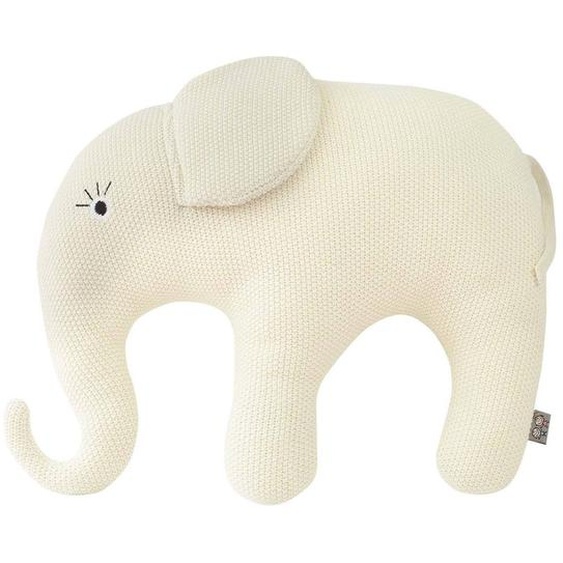 Grande Peluche Éléphant En Coton Tricoté Écru