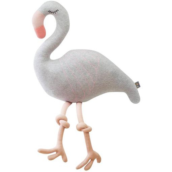 Grande Peluche En Coton Flamant Rose Gris