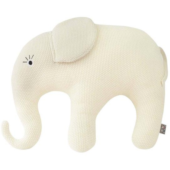 Grande Peluche En Coton Tricot - Eléphant Écru