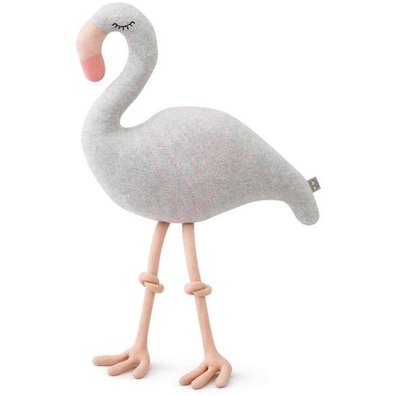 Grande Peluche Flamant Rose En Coton Gris