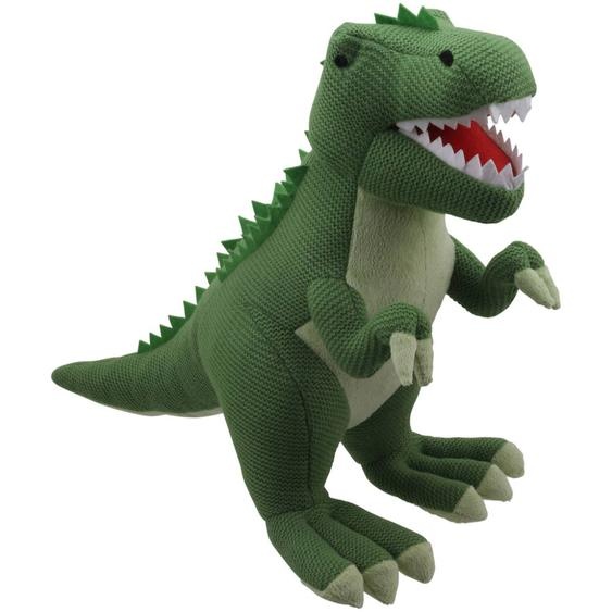 Grande Peluche T-rex Vert- Collection Tricotés 44 Cm Vert
