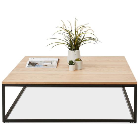 Grande table basse style industriel TRIBECA en bois finition naturelle et métal noir