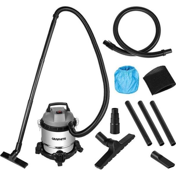 GRAPHITE Aspirateur eau et poussières (800 watts, capacité de la cuve 12 litres, en carton) - cuve en inox