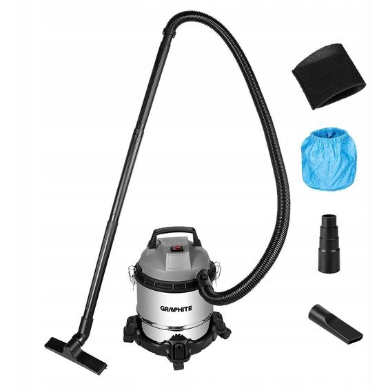 GRAPHITE Aspirateur eau et poussières (800 watts, capacité de la cuve 12 litres, en carton) - cuve en inox
