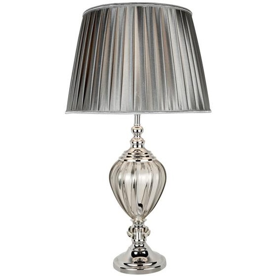 Grayson lampe de table verre clair avec abat-jour textile ondulé