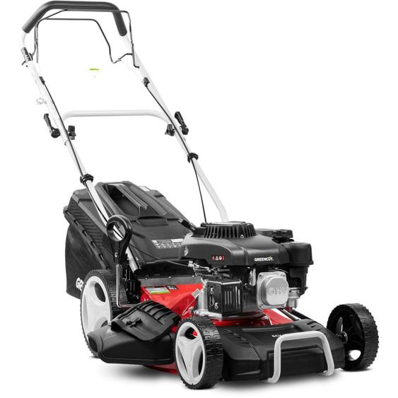 Tondeuse à gazon Greencut GLM770X - Essence 165cc - 6cv - 4 temps ohv moteur - Automoteur - Double tranchant - Lame acier 460mm - 18 hauteur de coupe