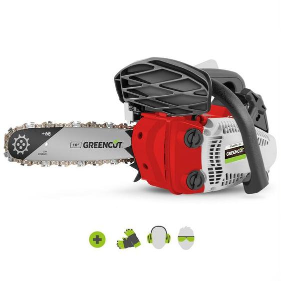 Greencut - Tronçonneuse moteur à essence 2 temps 25cc 1.4cv, épée de 10 pouces, 40 dents, guidon ergonomique, harnais dépaule GS250X-10