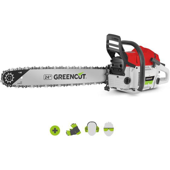 Greencut - Tronçonneuse moteur à essence 2 temps 72cc 4,2cv, épée de 24 pouces. épée dentelée, guidon ergonomique GS720X