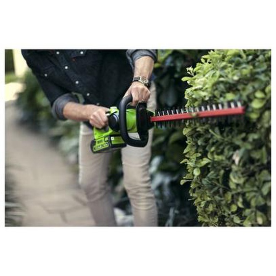 Greenworks- G40HT61K2, Taille-Haie à Batterie, Lames Double Action 61 cm, Coupe jusquà 27 mm dÉpaisseur, 3000 tr/min, Batterie 40V 2Ah et Chargeur,