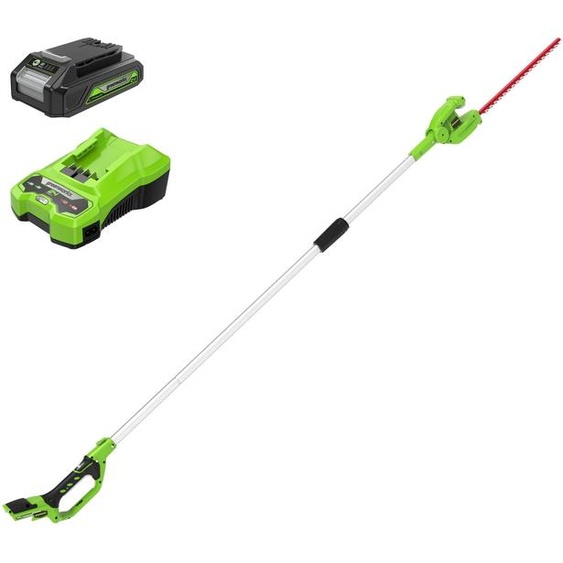 Greenworks Tools 24V taille-haie télescopique sans fil G24PH51K2 avec batterie 2Ah et chargeur inclus
