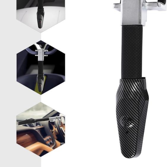 Griffe de volant - Antivol avec alarme - Sirène de 130 dB - Micro-détecteur de mouvement & déclenchement par vibration - Acier trempé, résistant aux coupures - Pour largeur de rayon 7,5 cm - Noir