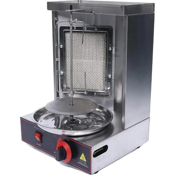 Gril à gaz, acier inoxydable, gril rotatif automatique, argenté