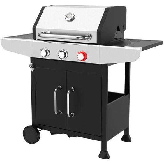 Gril à gaz ProfiCook jusquà 400°C | Grilles en fonte | Détendeur et tuyau inclus | 3 brûleurs | Gril à gaz | 2 tablettes | PC GG 1310