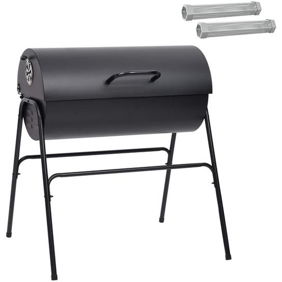 Gril avec 2 grilles de cuisson, dimensions : 80 x 73 x 90 cm, en métal