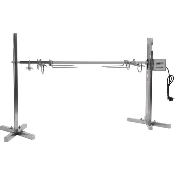 Gril BBQ électrique, acier inoxydable, hauteur réglable sur 5 niveaux, capacité de charge de 40 kg, argenté