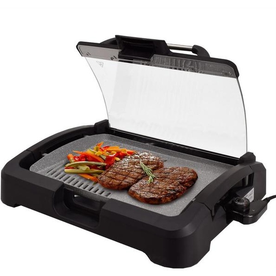 Gril de fête avec couvercle en verre Vundria | Gril de table | Barbecue | Gril électrique