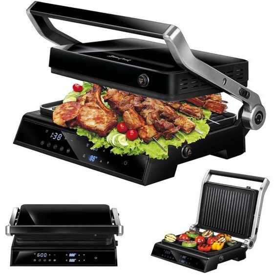 Gril électrique - Grille-pain - Panini - Gril - Gril de contact Gril de table - Verre noir - MPM - PSC-140/B