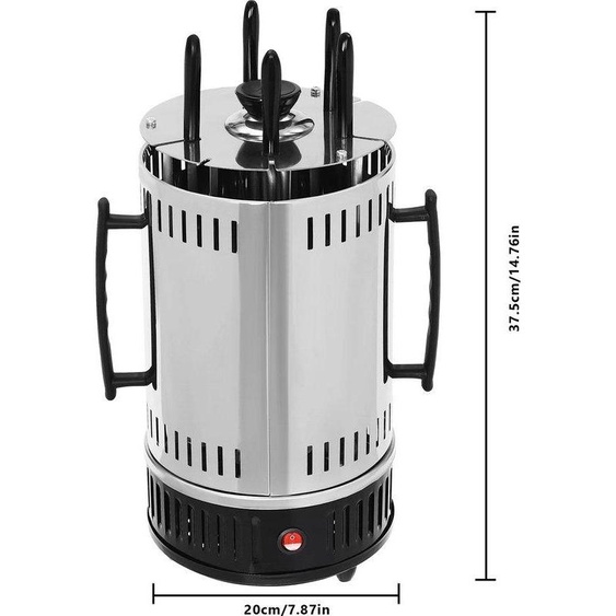 Gril électrique vertical FIBILA - Gril à kebab - Gril à poulet - Gril à döner - Rôtissoire - Four à kebab rotatif à 5/6 broches - Acier inoxydable - Cuisson électrique, savoureuse et saine