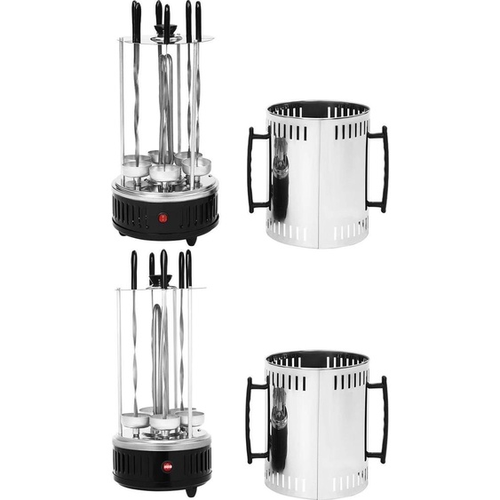 Gril électrique vertical SW-6, 1000 W, acier inoxydable, rôtissoire automatique, 6 brochettes, sans fumée, gris