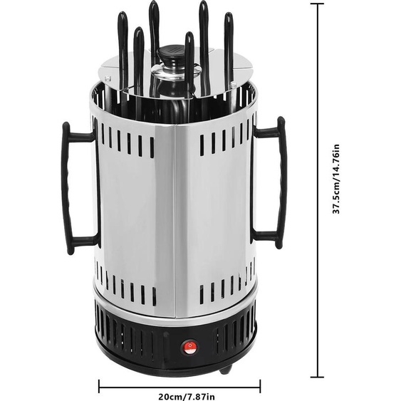 Gril électrique vertical - SW-6 Gril rotisserie - 1000 W - Acier inoxydable - Rotation automatique - Pour kebab & shawarma - Noir