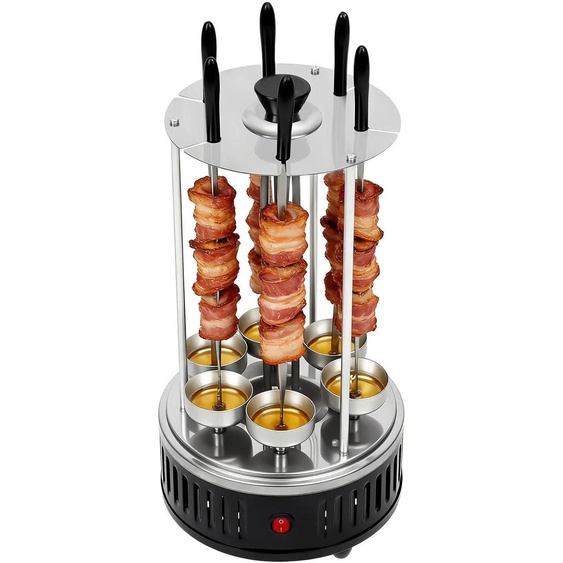 Gril électrique vertical - SW-6 Rôtissoire/Gril à kebab - 1 000 W - Prise UE 220–240 V - Acier inoxydable 304/201 - 20 × 37,5 cm - 400–500 °C - Appareil de table autonome - Noir
