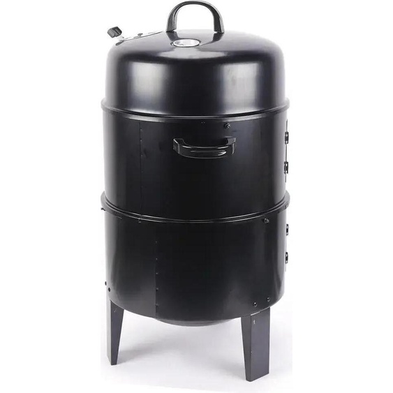 Gril et fumoir, cuisson multifonctionnelle, construction en fer durable, noir