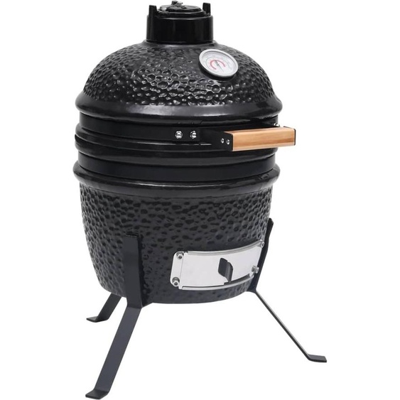 Gril Kamado pratique 2 en 1 Fumoir céramique 56 cm noir |Gaz grills 3143733