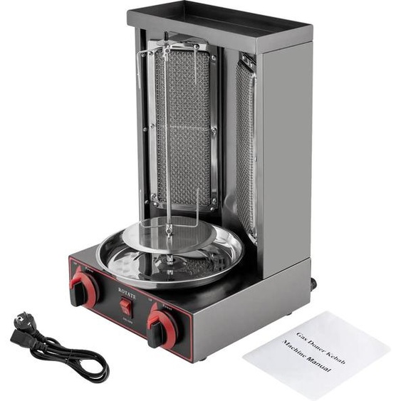 Gril vertical, grande capacité, acier inoxydable durable, argenté