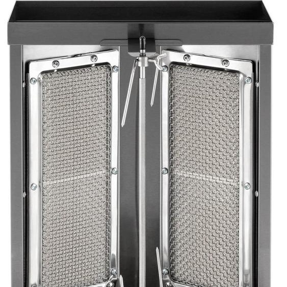 Grill à kebab gyros - Grill électrique vertical - 3 kW - 2 brûleurs - Broche rotative - Pour la maison - Argent