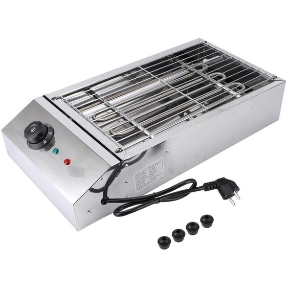 Grill électrique en acier inoxydable, 2800 W, sans fumée, réglage de la température de 50 à 300 °C, grille amovible, pour une utilisation à lintérieur et à lextérieur