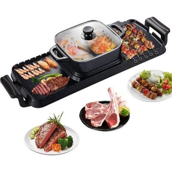 Grill électrique portable Rookfree Gourmet - Revêtement antiadhésif - Grill pour poêles et casseroles - Léger et facile à nettoyer