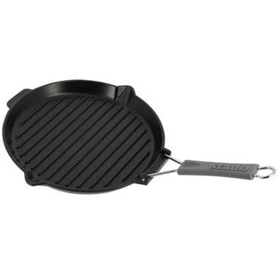 Grill fonte rond manche silicone rétractable 28 cm