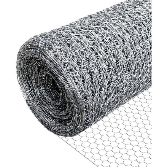 Vounot - Grillage acier galvanisé 1x25m - Maille hexagonal 25mm - Filet de clôture pour poulailler