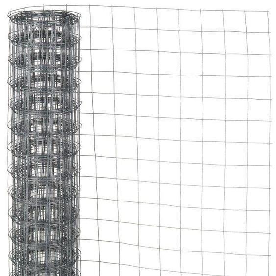 Grillage Carré Acier Galvanisé Soudé Nature, Maille 12,7 mm, 0,5 x 10 m, Gris
