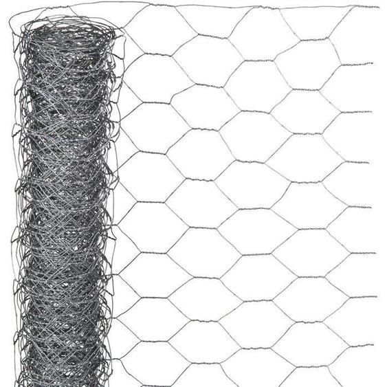 Grillage Hexagonal Galvanisé, 0.5 x 10 m, Maille 25 mm, Acier Triple Torsion, Nature Gris