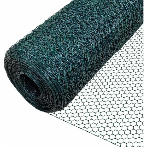 Vounot - Grillage métallique pvc gainé 1x25m - Maille hexagonal 25mm - Filet de clôture pour poulailler vert