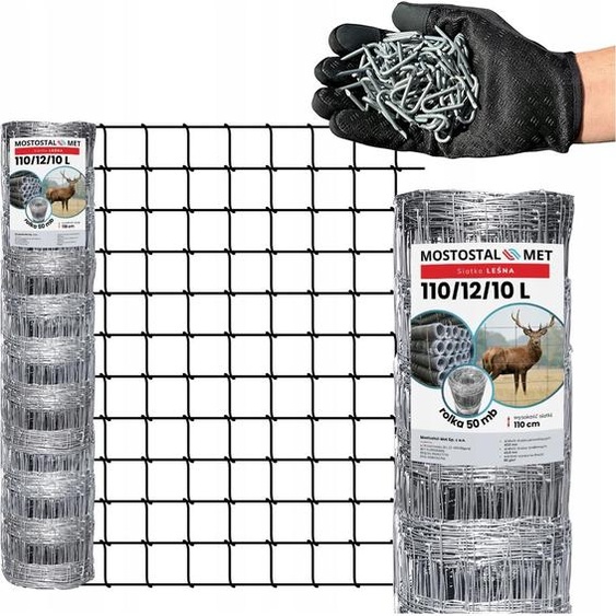 Grillage noué - Filet de clôture - Hauteur 110 cm - Longueur 25 m - Résistant aux intempéries - Clôture pour gibier - Clôture pour gibier - Clôture forestière galvanisée - Légère et résistante