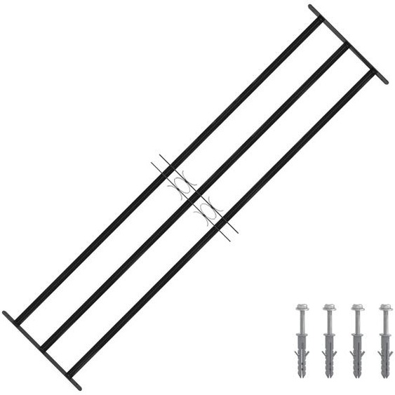 Grille de Fenêtre Noir 174 x 45 cm Acier enduit de poudre