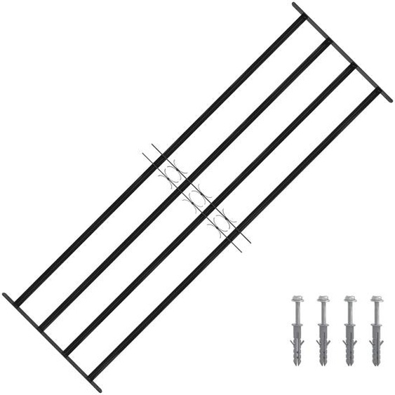 Grille de Fenêtre Noir 175 x 60 cm Acier enduit de poudre