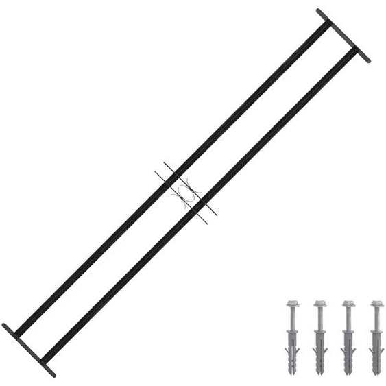Grille de Fenêtre Noir 176 x 30 cm Acier enduit de poudre